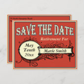 ヴィンテージ退職日の保存 案内ポストカード (正面/裏面)