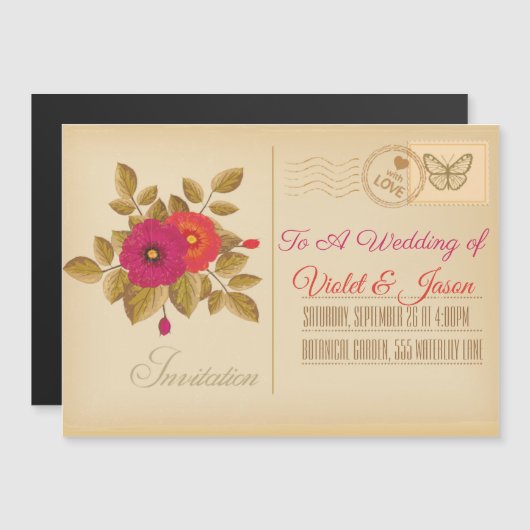 ヴィンテージ送料 マグネット招待状 (正面/裏面)