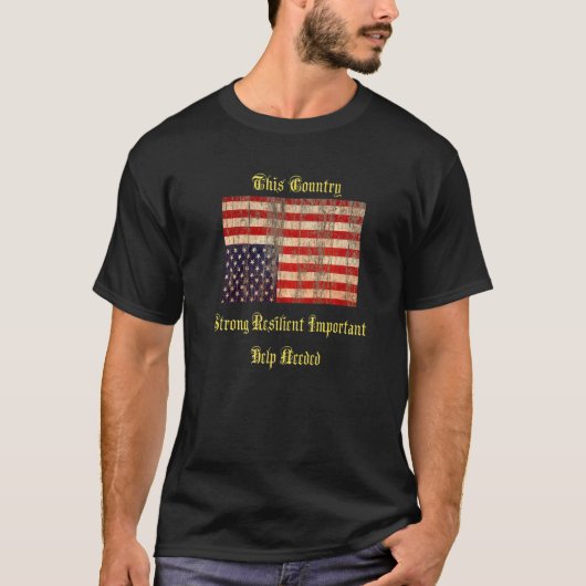 ヴィンテージ逆さアメリカ動揺して国旗 Tシャツ (正面)