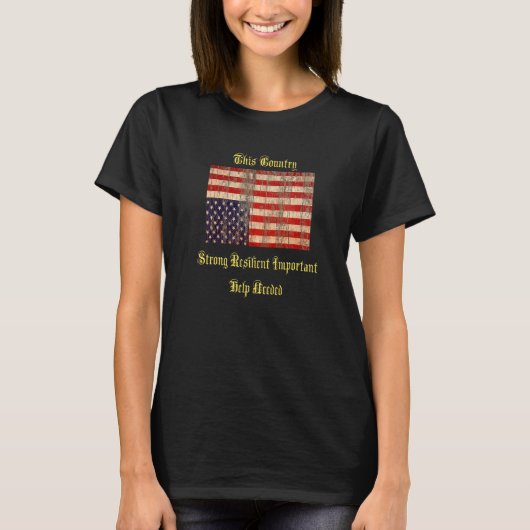 ヴィンテージ逆さアメリカ動揺して国旗 Tシャツ (正面)