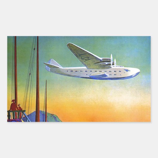 ヴィンテージ透明航空旅行長方形シール 長方形シール (正面)