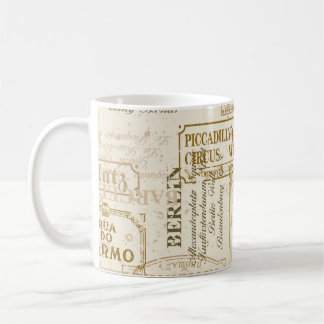 ヴィンテージ通りシンボルや象徴のシームレカスタムスパターン コーヒーマグカップ