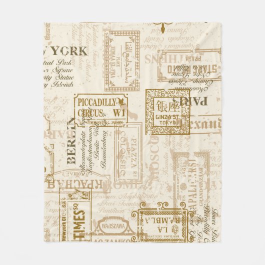 ヴィンテージ通りシンボルや象徴のシームレカスタムスパターン フリースブランケット (正面)