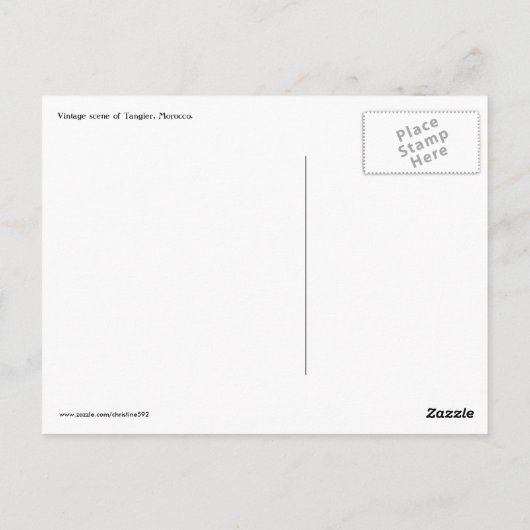 ヴィンテージ通りシーンのタンジール,モロッコ ポストカード (裏面)
