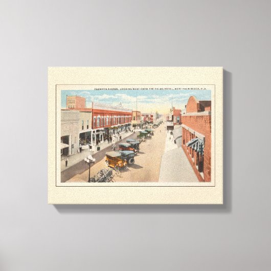 ヴィンテージ通りシーン、ウェストパームビーチ、フロリダ キャンバスプリント (正面)