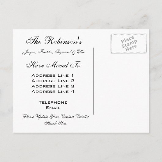 ヴィンテージ通知の移動 案内ポストカード (裏面)