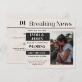 ヴィンテージ速報写真結婚式招待状 招待状 (正面/裏面)