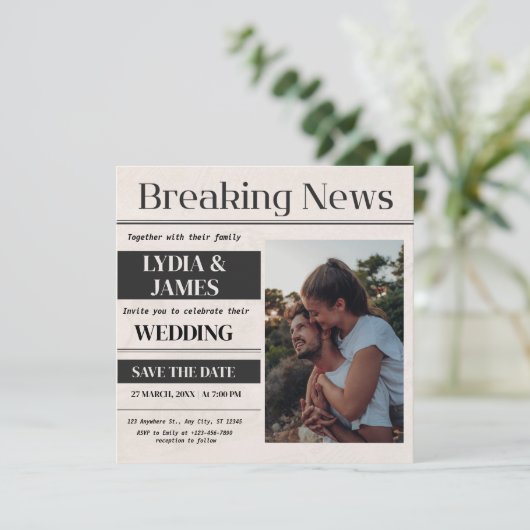 ヴィンテージ速報写真結婚式招待状 招待状 (スタンド正面)