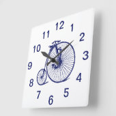 ヴィンテージ速度ペニーファーシング自転車バイクブルー スクエア壁時計 (傾斜)