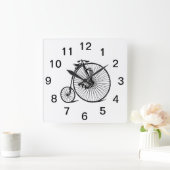 ヴィンテージ速度ペニーファーシング自転車 スクエア壁時計 (ホーム)