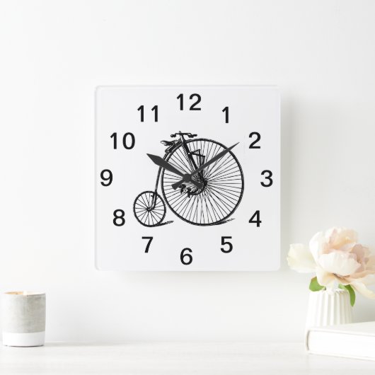 ヴィンテージ速度ペニーファーシング自転車 スクエア壁時計 (ホーム)