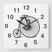 ヴィンテージ速度ペニーファーシング自転車 スクエア壁時計 (正面)