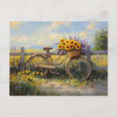 ヴィンテージ造花アート自転車 ポストカード (正面)