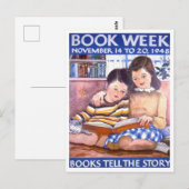 ヴィンテージ週図書館ポスター ポストカード (正面/裏面)