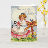 ヴィンテージ遅延誕生日グリーティングカード カード (黄色い花)