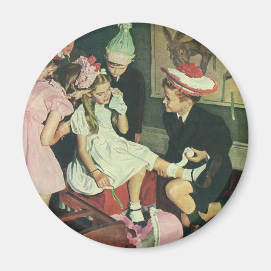 ヴィンテージ遊が尻尾をロバに固定 マグネット (正面)