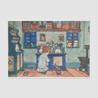 ヴィンテージ遊のおもちゃ付き絵画の少年 薄葉紙