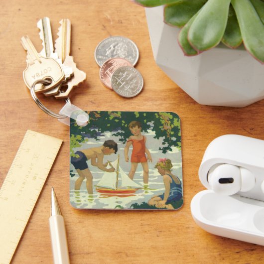 ヴィンテージ遊のおもちゃ帆船夏池 キーホルダー (デスク)