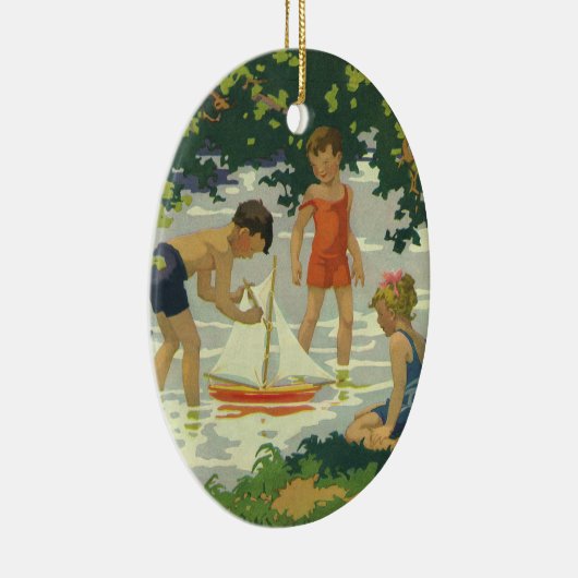 ヴィンテージ遊のおもちゃ帆船夏池 セラミックオーナメント (右)