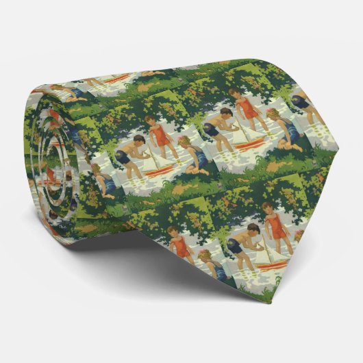 ヴィンテージ遊のおもちゃ帆船夏池 ネクタイ (ロール)