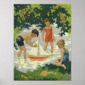 ヴィンテージ遊のおもちゃ帆船夏池 ポスター (正面)