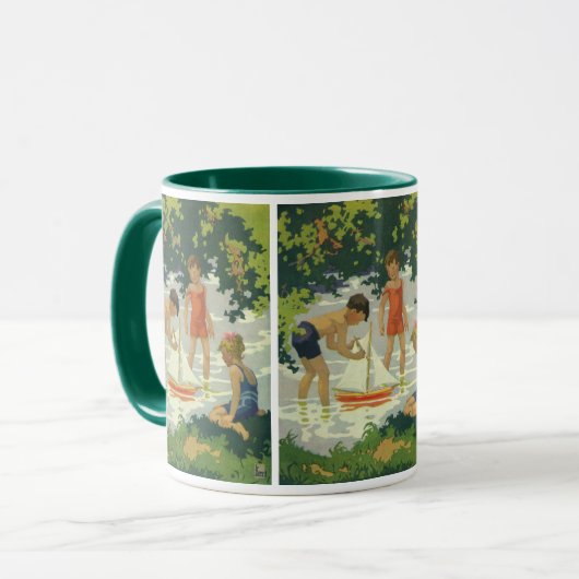 ヴィンテージ遊のおもちゃ帆船夏池 マグカップ (正面左)