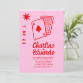 ヴィンテージ遊のカードのシンプルハート結婚の 招待状 (スタンド正面)