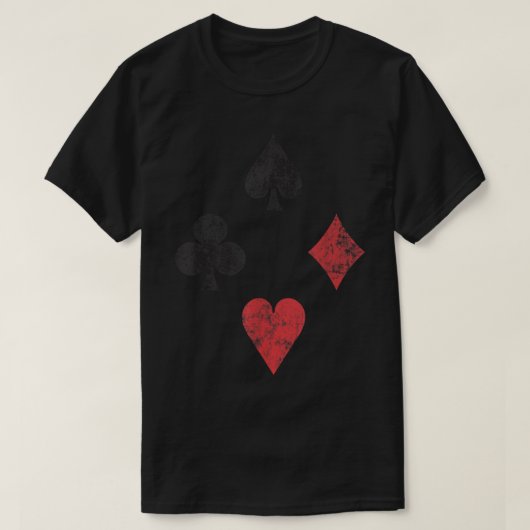 ヴィンテージ遊のカードスーツ、スペード、ハート、ダイヤモンド Tシャツ (デザイン正面)