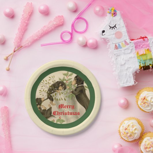 ヴィンテージ遊のダックスシャント犬のクリスマスの休日 ペーパープレート (パーティー)