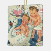 ヴィンテージ遊の白鳥の浴槽に入る子どもたちの泡 セラミックオーナメント (左)