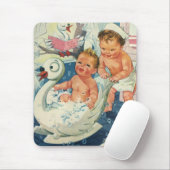 ヴィンテージ遊の白鳥の浴槽に入る子どもたちの泡 マウスパッド (マウス)