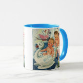 ヴィンテージ遊の白鳥の浴槽に入る子どもたちの泡 マグカップ (正面右)