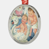 ヴィンテージ遊の白鳥の浴槽に入る子どもたちの泡 メタルオーナメント (左)