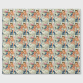 ヴィンテージ遊の白鳥の浴槽に入る子どもたちの泡 ラッピングペーパー (フラット)