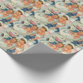 ヴィンテージ遊の白鳥の浴槽に入る子どもたちの泡 ラッピングペーパー (角)