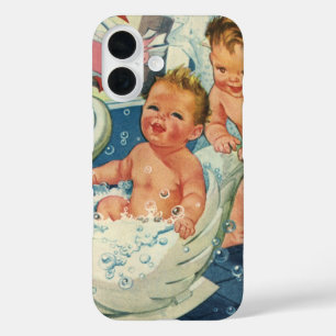 ヴィンテージ遊の白鳥の浴槽に入る子どもたちの泡 iPhone 16ケース