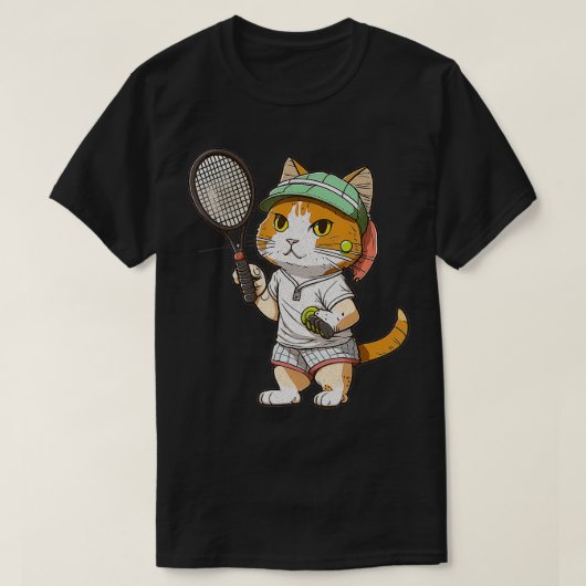 ヴィンテージ遊キャッツテニスラケット猫ちゃん Tシャツ (デザイン正面)