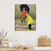 ヴィンテージ遊ズパドルおもちゃボート雨 ポスター (キッチン)