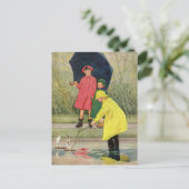 ヴィンテージ遊ズパドルおもちゃボート雨 ポストカード (スタンド正面)