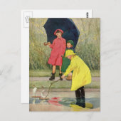 ヴィンテージ遊ズパドルおもちゃボート雨 ポストカード (正面/裏面)