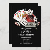 ヴィンテージ遊トランプのポーカーのカード7 7 7、カジノパーティー 招待状 (正面/裏面)