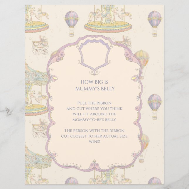 ヴィンテージ遊園地赤ちゃんシャワー推量ゲーム (正面)