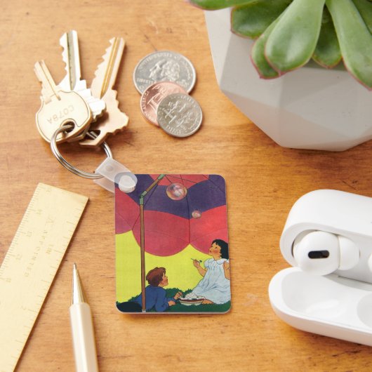 ヴィンテージ遊子女と男の吹子の泡 キーホルダー (デスク)