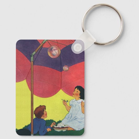 ヴィンテージ遊子女と男の吹子の泡 キーホルダー (裏面)