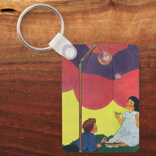 ヴィンテージ遊子女と男の吹子の泡 キーホルダー (正面)