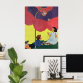 ヴィンテージ遊子女と男の吹子の泡 ポスター (ホームオフィス)