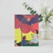 ヴィンテージ遊子女と男の吹子の泡 ポストカード (スタンド正面)