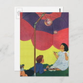 ヴィンテージ遊子女と男の吹子の泡 ポストカード (正面/裏面)