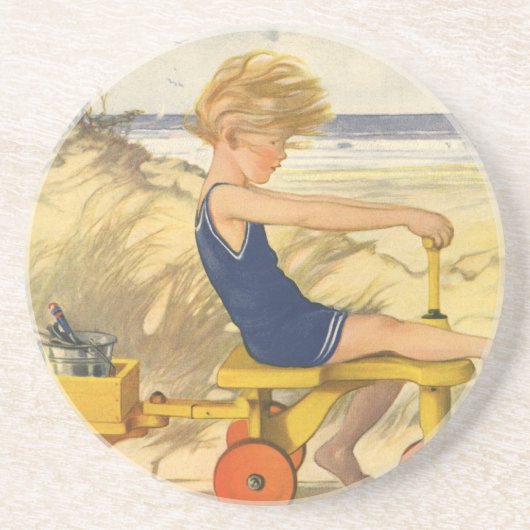 ヴィンテージ遊少年がビーチでサンドトイズ コースター (正面)