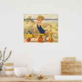 ヴィンテージ遊少年がビーチでサンドトイズ ポスター (キッチン)